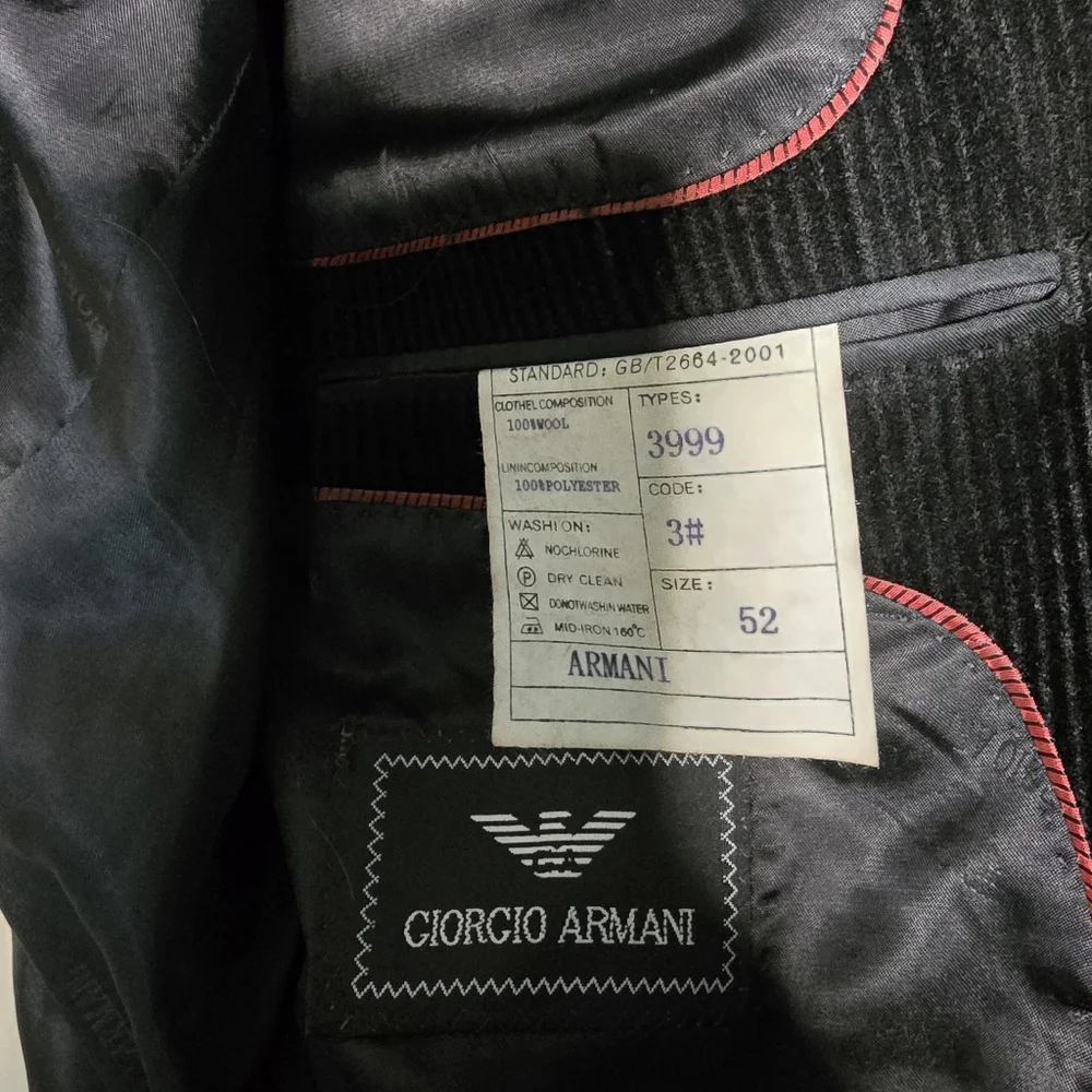 Sophisticated Giorgio Armani Black Corduroy Blazer